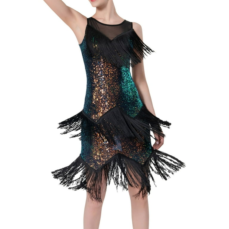 JHLZHS Halloween Costumes for Women Dress Plus Size Sequin Tassel Dress Latin Dance Dress Dance Dress Stage Dance Performance Dress Performance Dress Dance Dress Medieval Dress Pattern Walmart