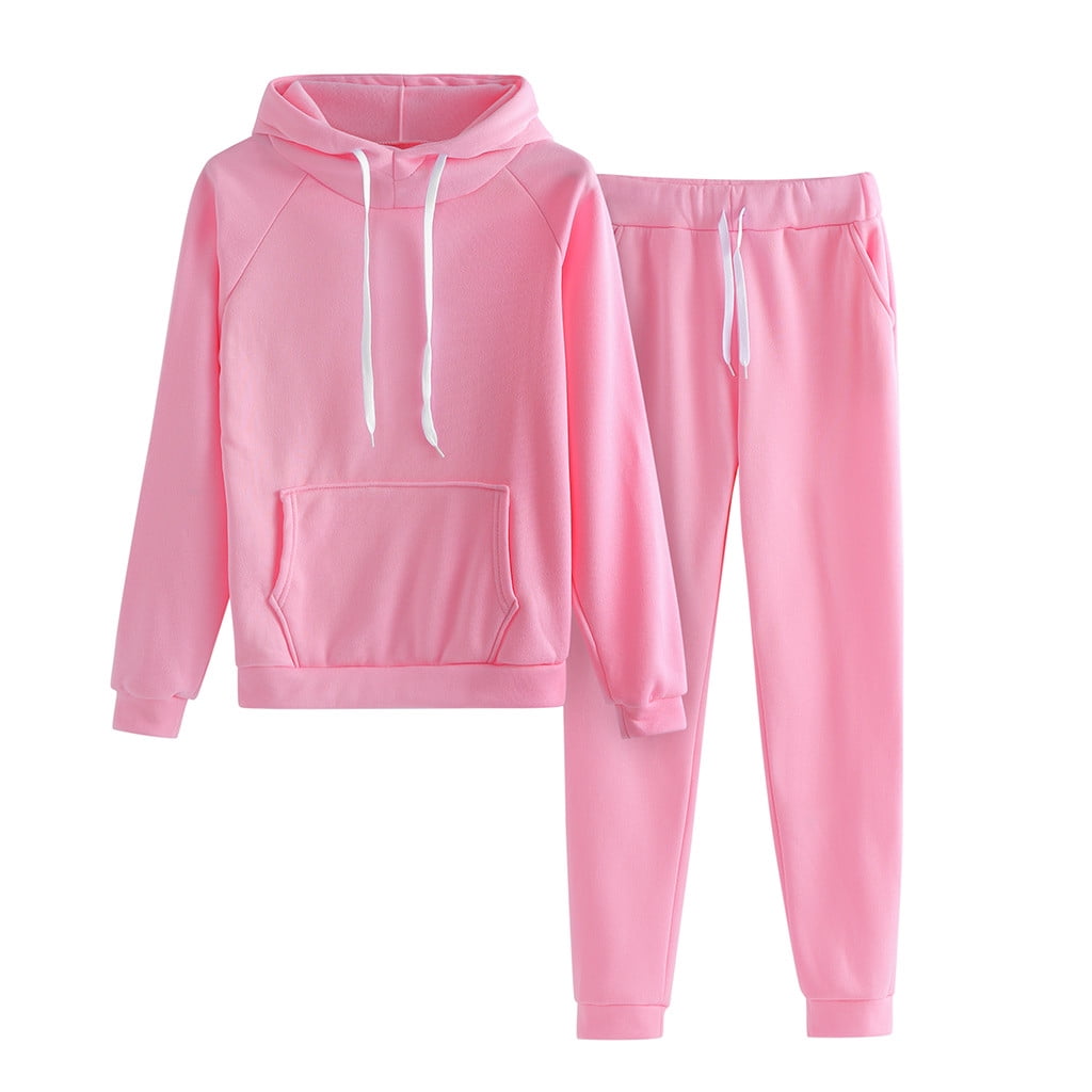 JHLZHS Sweatsuits For Women Set 2 Piece Dressy Solid Color Hooded ...