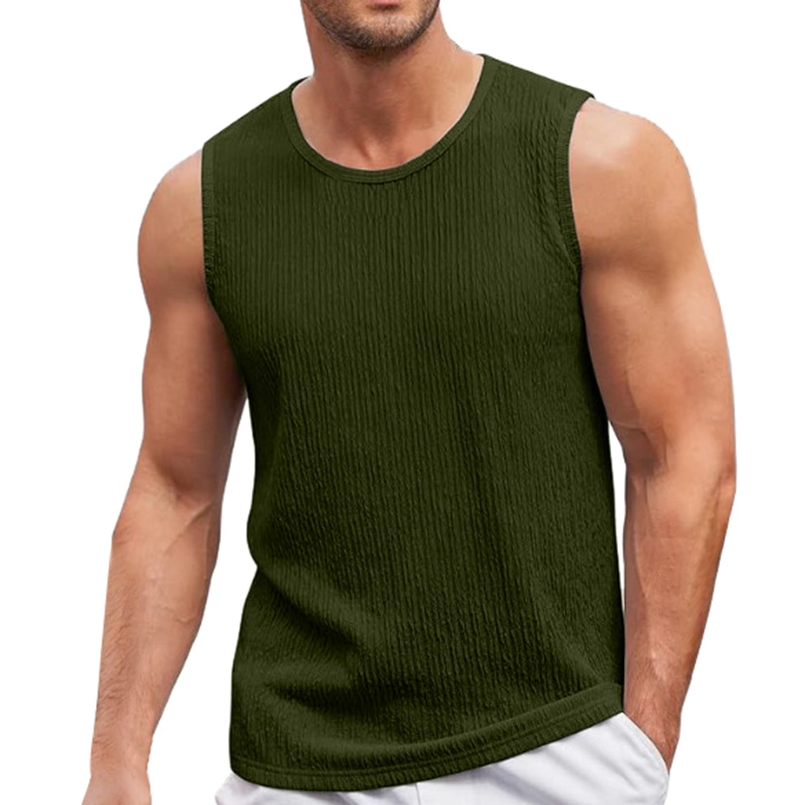 JHLZHS Tank Tops for Men 2024 Built in Bra Male Summer Tank Tops I