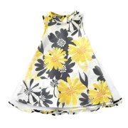 JHLZHS Toddler Girl's Dress Flower Print Crewneck Sleeveless A Scasual Out for 1 to 9 Years 130 Yellow
