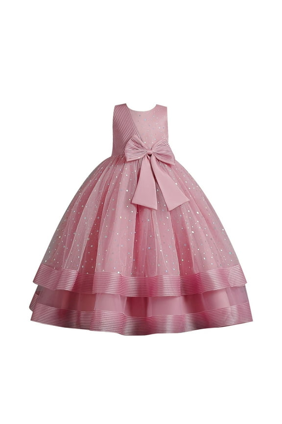 Twirl Dresses for Girls 4-6 Children's Sequin Children's Dress Big Bow Princess Dress Girl Flower Girl Dress Kids Dress Girl Dresses Size 6-7 Gold Girls Skirt Outfits Size 7/8