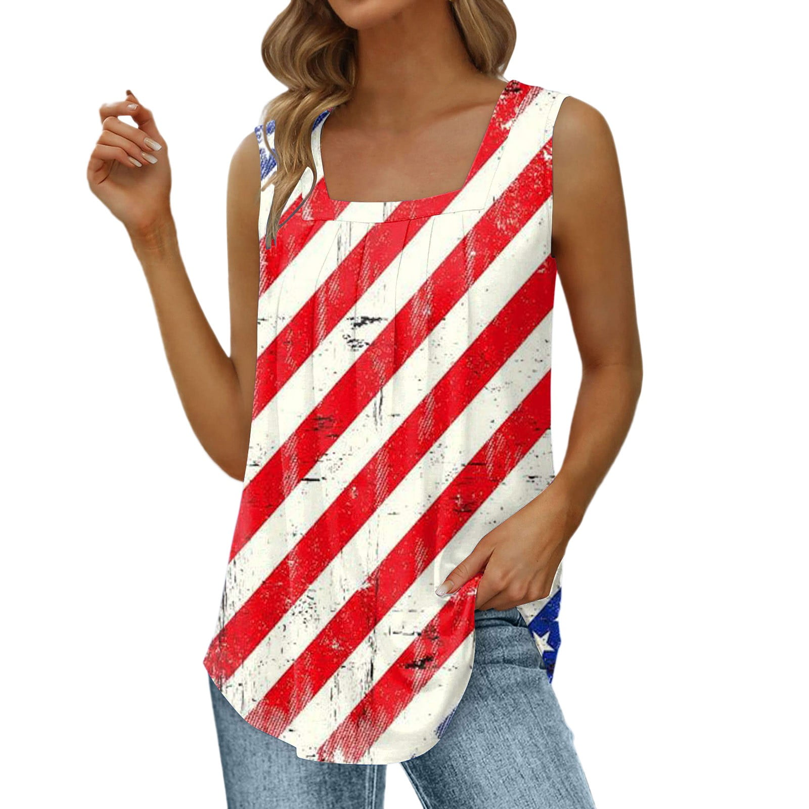 JHLZHS Womens Tank Tops Pack Cotton Summer Vest Loose Pleated Square