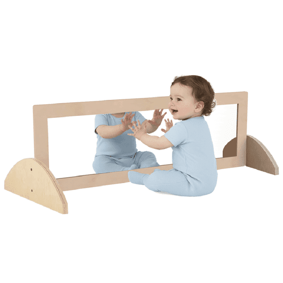 JHNIFTYNEST Montessori Wooden Mirror Two-Way Adjustment Multifunction Baby Coordination Mirror Non-Shatter Safe Acrylic Infant Standing Tools for Daycare Preschool Home