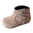 thumbnail image 1 of JHOKCI Girls Winter Ankle Boots Wide Toe Lightweight Side Zipper Buckle Warm Chukka Booties, 1 of 5