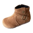 thumbnail image 1 of JHOKCI Girls Winter Ankle Boots Wide Toe Lightweight Side Zipper Buckle Warm Chukka Booties, 1 of 8
