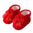 thumbnail image 1 of JHOKCI Infant Baby Bowknot Boots Fleece Lined Cozy First Steps Stay-On, 1 of 5