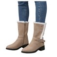 thumbnail image 1 of JHOKCI Womens Plush Lined Winter Boots Low Heel Wide Calf Side Zipper Cozy Warm Mid Calf Snow Boots, 1 of 7