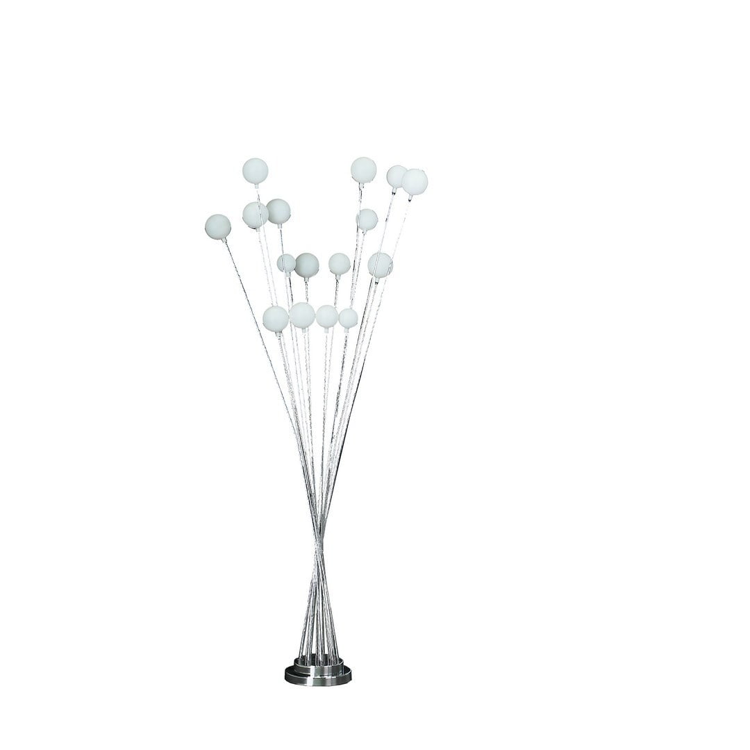 61.5" Silver Chrome Multi-Arm LED Floor Lamp with Glass Orbs