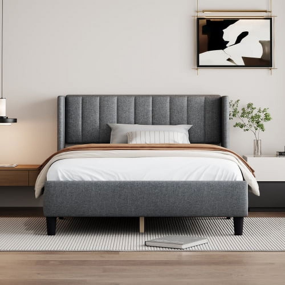 JHOOTUUO King size Upholstered Platform Bed Frame with Headboard