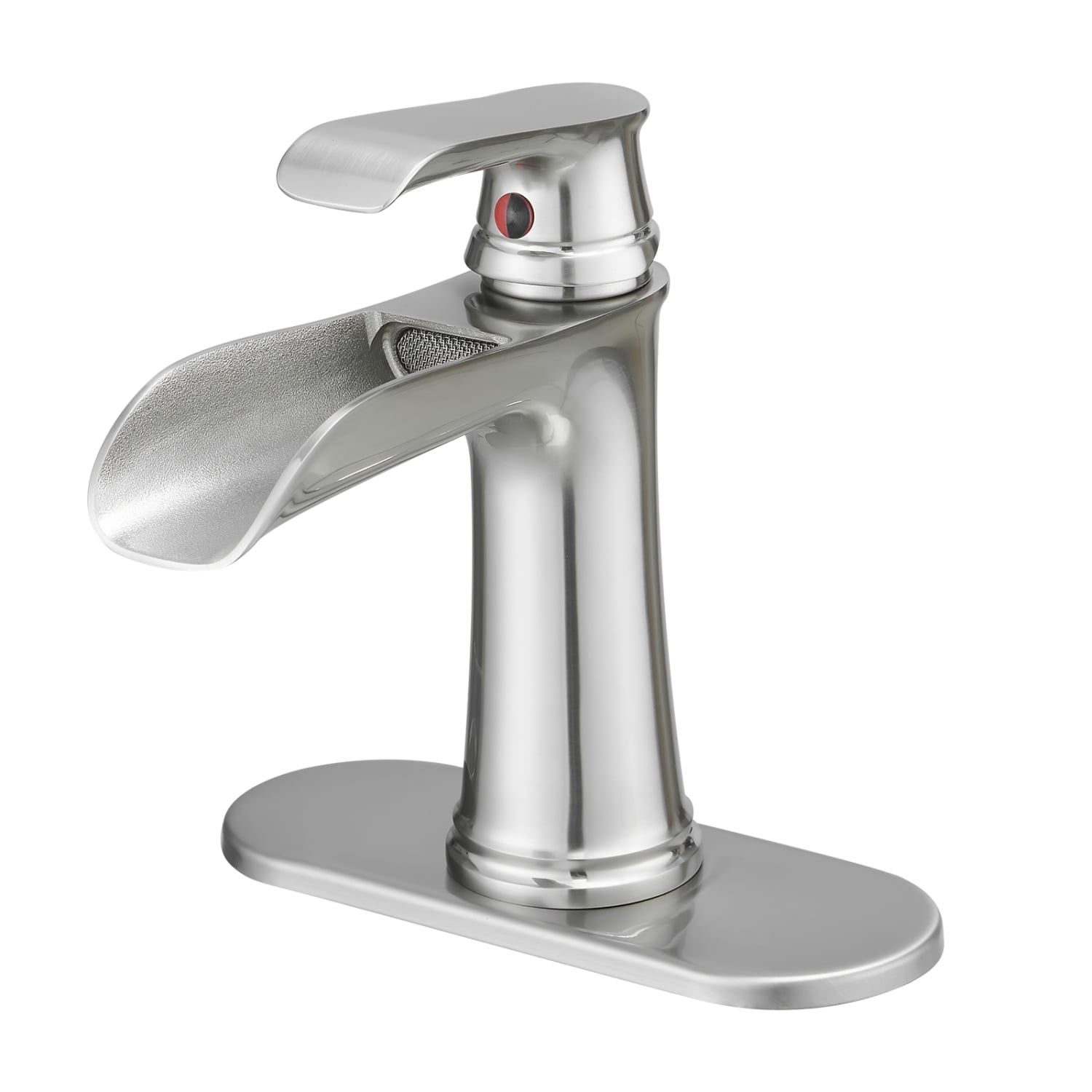 JHOOTUUO Sink Faucet With Deck Plate Waterfall ORB with Pop Up Drain