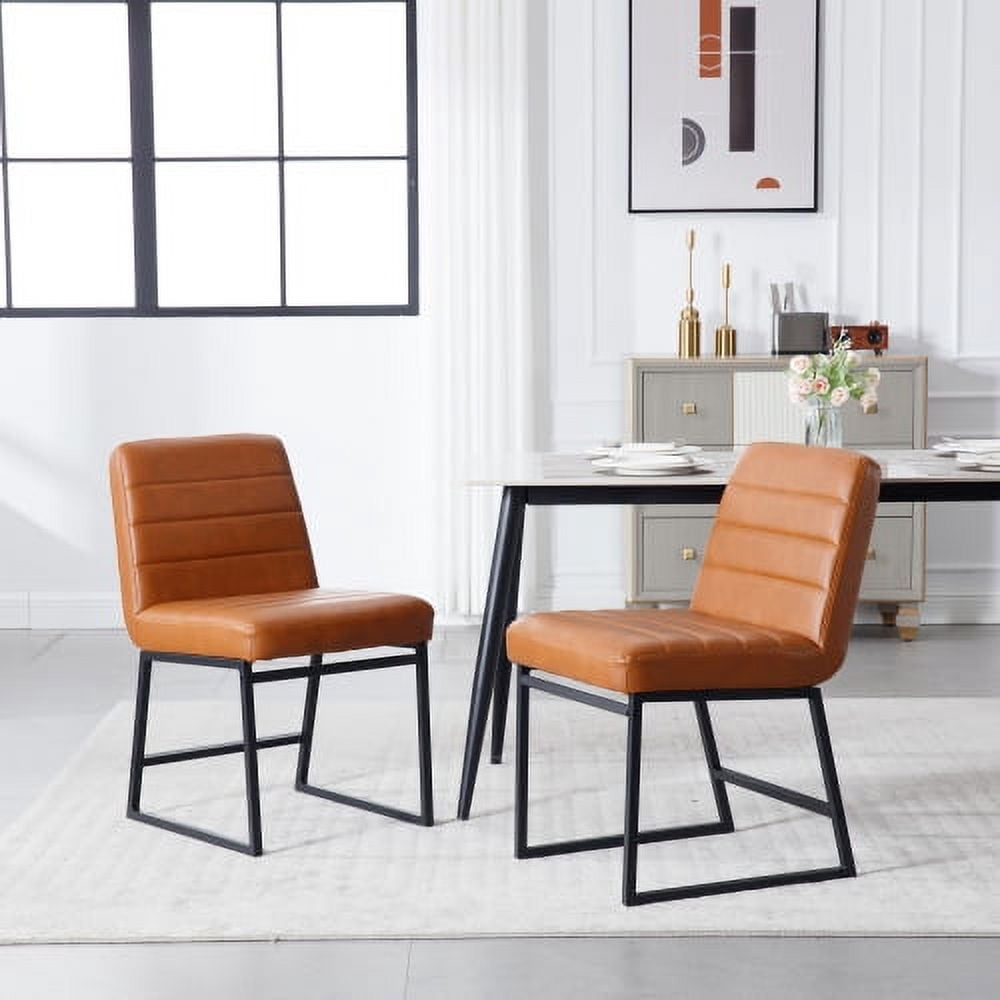JHOOTUUO Upholstered Leather Dining Chairs With Metal Legs Mid Century Modern Leisure Chairs for ...
