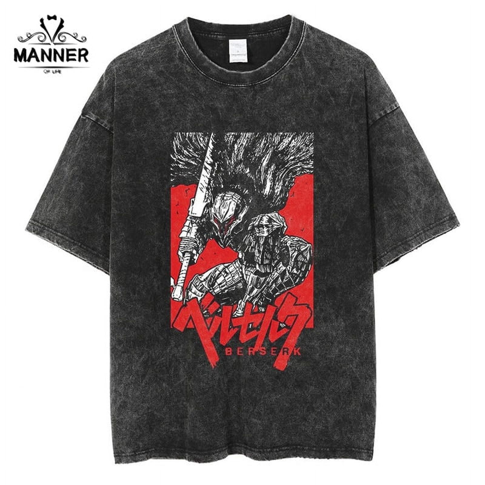 JHPKJAnime Berserk Vintage Manga Acid Washed T Shirt 100 