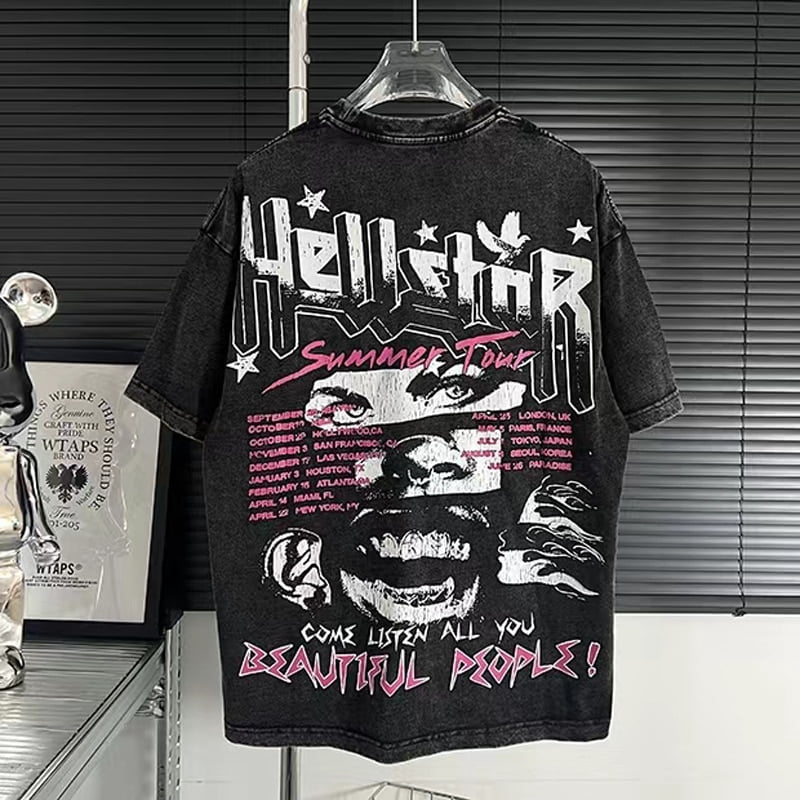 JHPKJHip Hop Hellstar Cracks Women Portrait Print Graphic T-Shirt Vintage  Wash Design Tshirt 2023 Men Streetwear Distressed T Shirt - Walmart.com