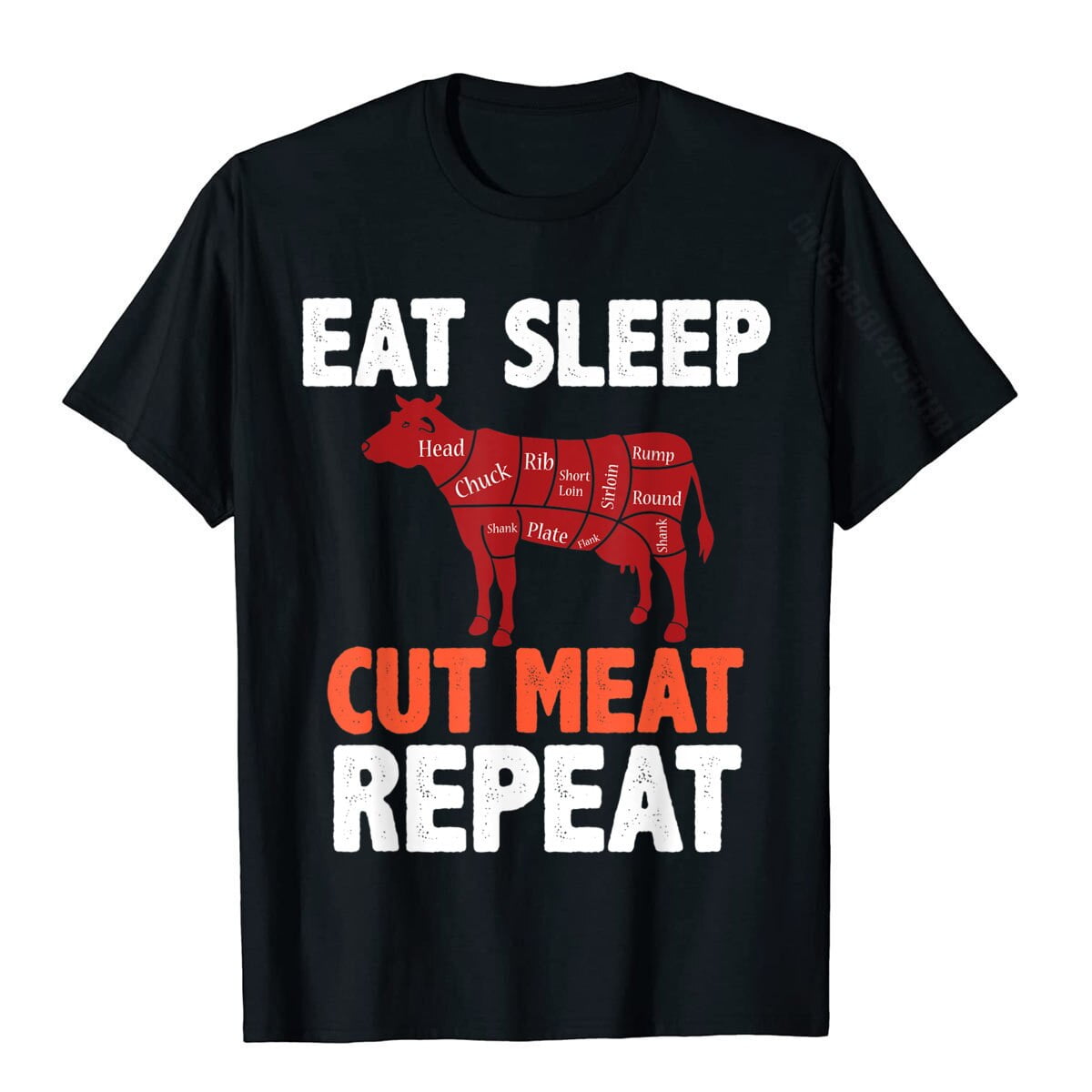 JHPKJJHPKJEAT SLEEP CUT MEAT REPEAT BUTCHER COW BEEF Diagram Gift T ...