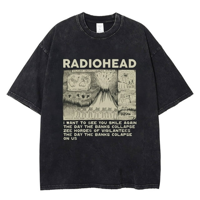 JHPKJSummer Vintage Men T-shirts Radiohead Print TShirt 100% Cotton ...