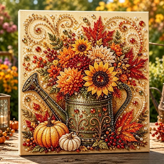 JHRGJIO Autumn Pearl Painting Kit, DIY Fall Pearl Art Kit for Adults Beginners - Thanksgiving Pumpkin Dots Beads Art Craft Kits for Home Wall Decor Party Gift