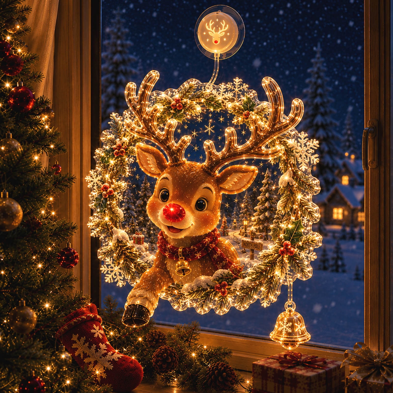 JHRGJIO Christmas Suction Cup Window Light, Christmas Decorations