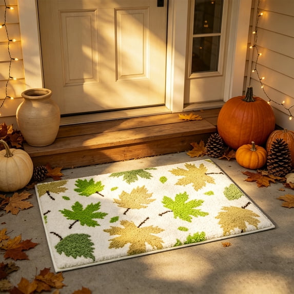 JHRGJIO Fall Bathroom Rugs, Thanksgiving Decorations Indoor Outdoor, Fall Bathroom Decorations Maple Leaf Bathroom Mats, Floor Mats for Home Entryway Accent Soft