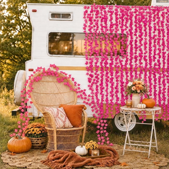 JHRGJIO Fall Decor Artificial Maple Leaf Vines, Thanksgiving Halloween Decoration Ceiling Hanging Garland, Pipe Wrapping Plastic Plants for Dining Room Mantel Fireplace Entryway