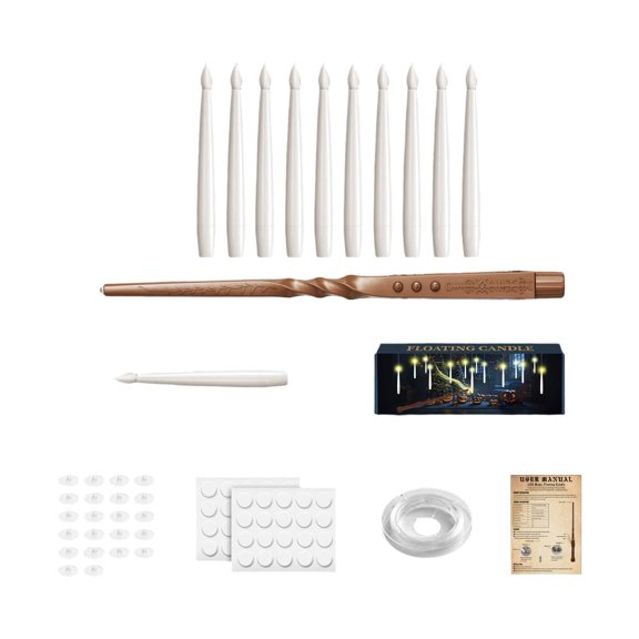 JHRGJIO Floating LED Candles Set, Hanging Flameless Taper with Wand Remote Control, Flickering Light for Halloween Christmas Birthday Indoor Home Room Display