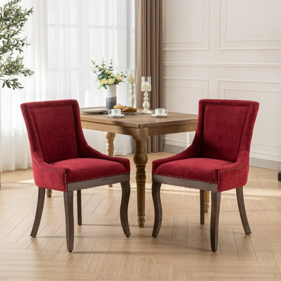 JHSLAJ Ultra Side Dining Chair,Thickened fabric chairs with neutrally toned solid wood legs,Bronze nail head,Set of 2,Golden Yellow,SW1807GL
