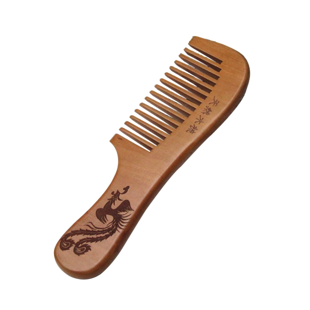 JHTongC Dragon Phoenix Engraved Peach Wood Healthy Massage AntiStatic