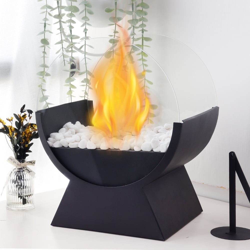 JHY DESIGN 11" Large Metal Tabletop Fire Pits Portable Bio Ethanol