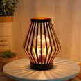 thumbnail image 1 of 8.5“H Metal Cage LED Lantern Battery Powered Cordless Accent Light with LED Edison Style Bulb Great for Weddings Parties Patio Events Gifts for Indoors Outdoors, 1 of 6