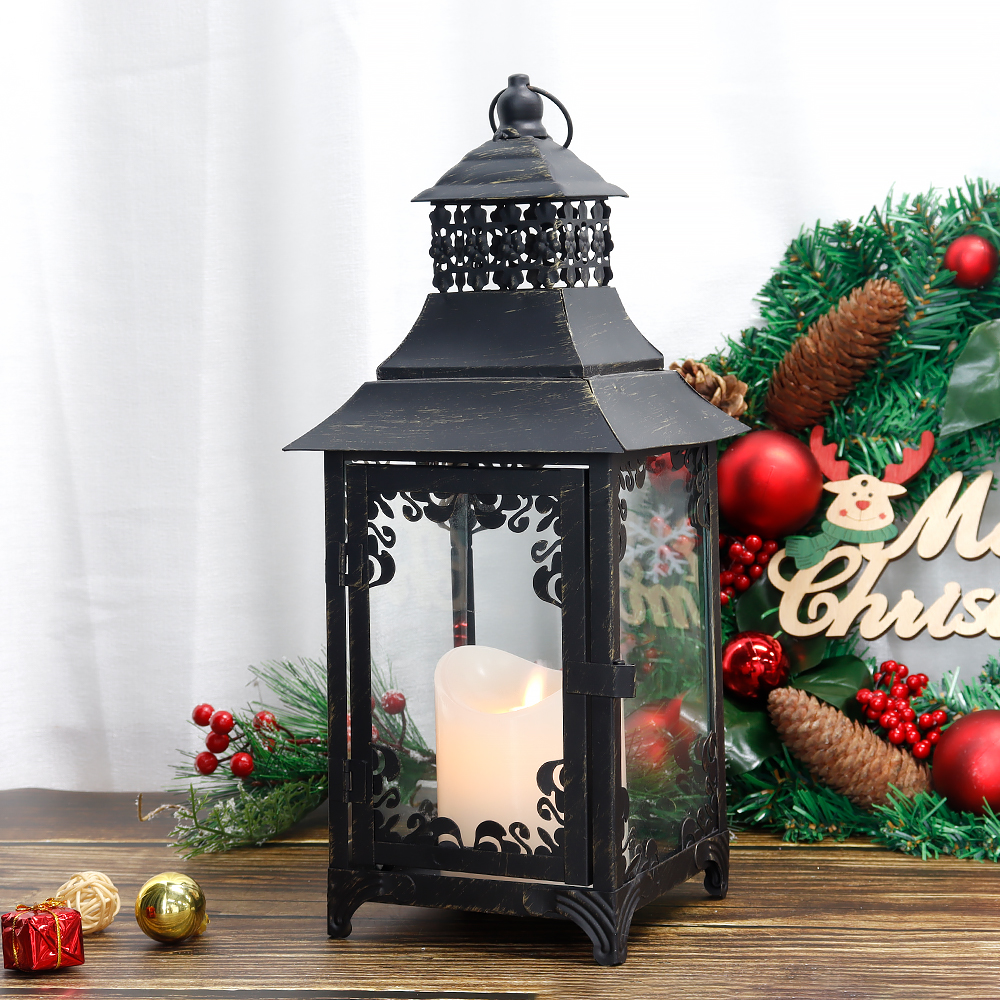 Better Homes & Gardens Metal Candle Holder Lantern, Black, Medium