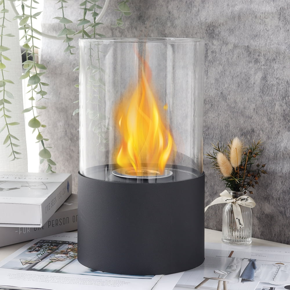 JHY DESIGN Large Portable Metal Tabletop Fire Pits Bio Ethanol Ventless  Fireplace for Indoor Outdoor Use(Black) - Walmart.com