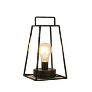 JHY DESIGN Medium Metal Cage Outdoor lantern, Battery Powered Lamp, with with 6-Hours Timer (Black)