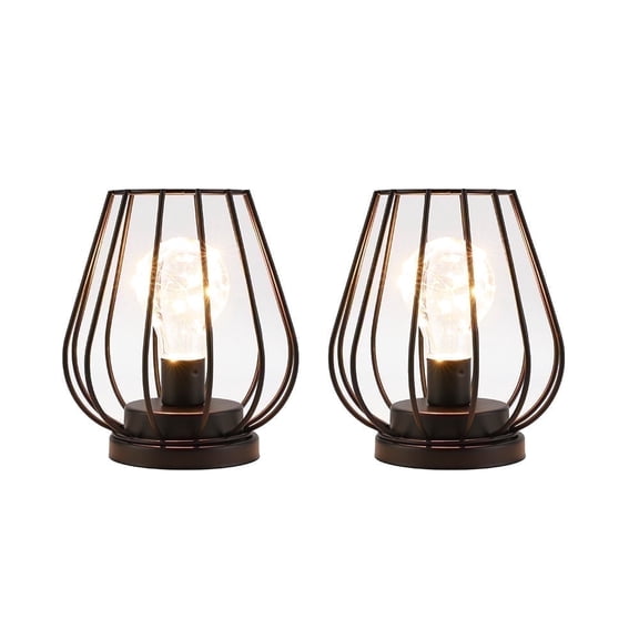 JHY DESIGN Metal Battery Operated Lamp Set of 2 - Stylish Indoor Lighting