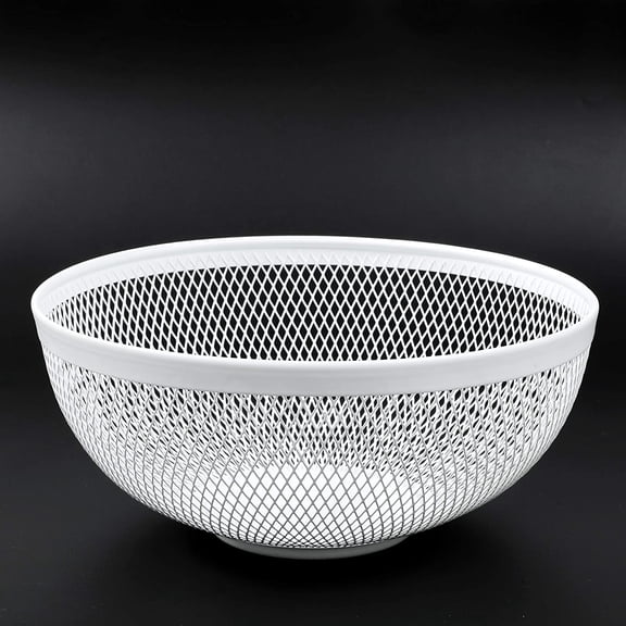 JHY DESIGN Metal Mesh Fruit Basket 10.5''Diameter Large Candy Bowl Large Black Round Decorative Bowl for Kitchen Countertop Home (Black)