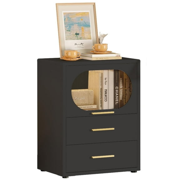 JHYKFG 29"H Metal Storage Cabinet, Freestanding Display Cabinet, Small Bookcase with 1 Flip-up Door&2 Drawers, Multipurpose Cabinet for Kitchen and Office, Black,16"D x 22"W x 29"H