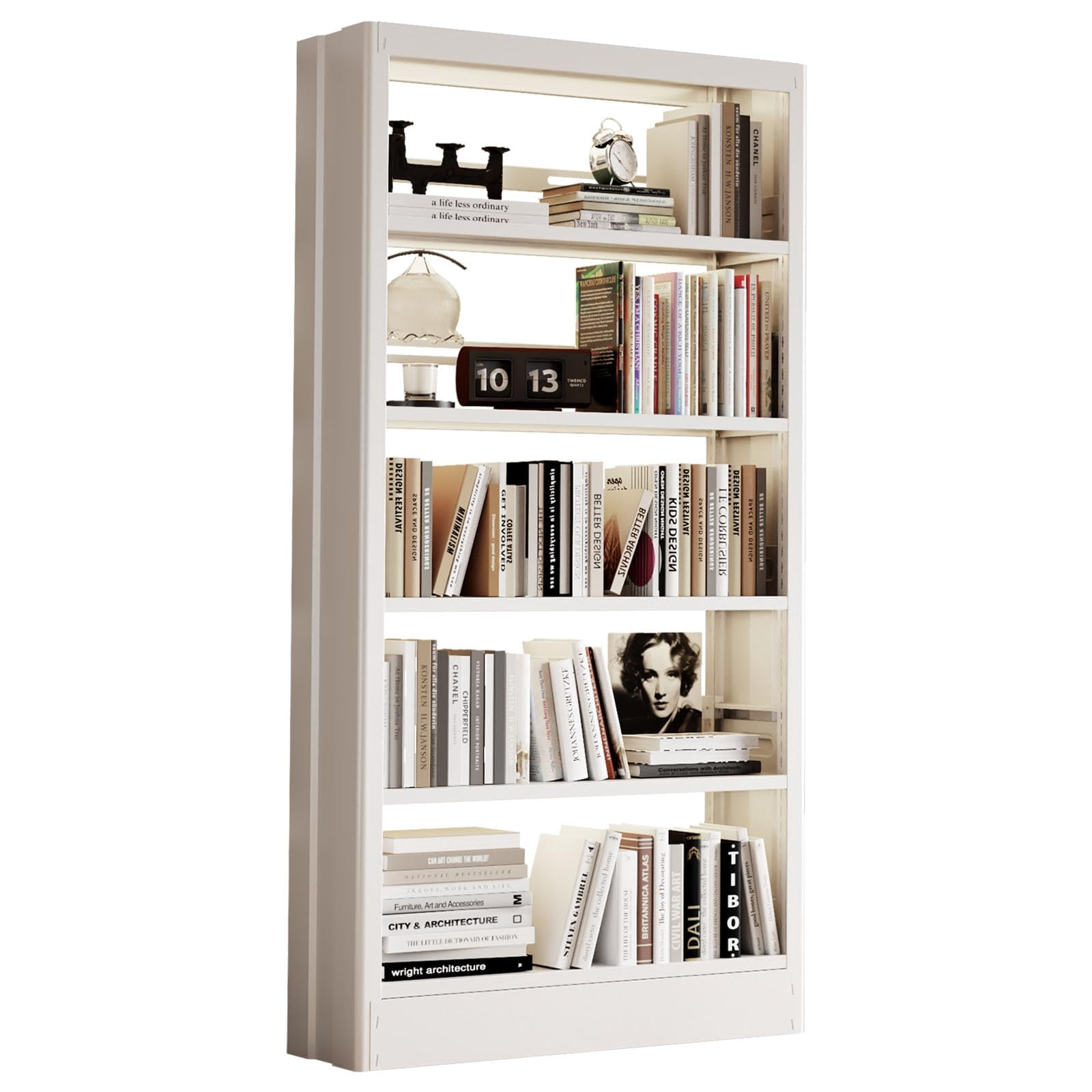 JHYKFG 5 Tier Library Bookcase with Adjustable Shelves, White - Walmart.com