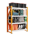 thumbnail image 1 of 4-Tier Storage Shelves,79" H Heavy-Duty Garage Shelving Unit,Adjustable Metal Industrial Shelf System,3,000lbs Capacity,Tool Organizer for Garage,Workshop,42" W x 20" D x 79" H,Orange&White, 1 of 12