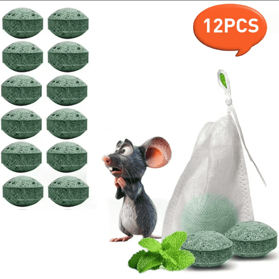 JHdrYfe Mouse Rodent Repellent, 12 Pack Peppermint Oil Lemon Moth Balls for Rodents Outdoor and Indoor Use, Deterrent Rats Squirrel Mice Repellent for Car Kitchen