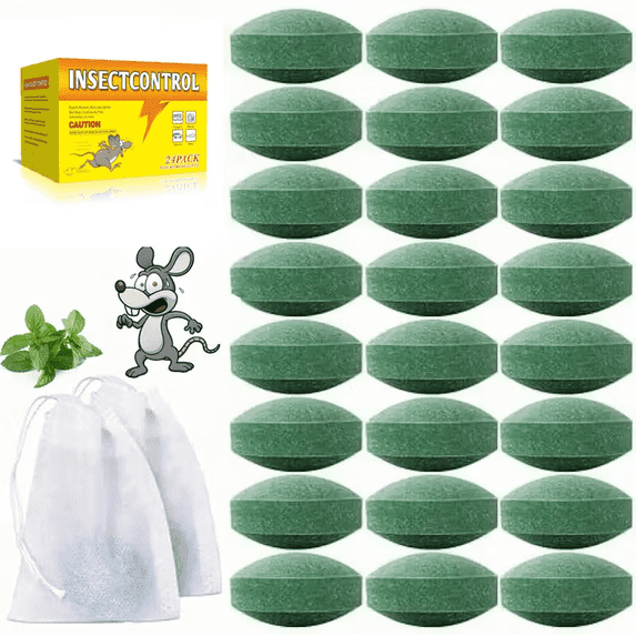 JHdrYfe Mouse Rodent Repellent, 24 Pack Peppermint Oil Lemon Moth Balls for Rodents Outdoor and Indoor Use, Deterrent Rats Squirrel Mice Repellent for Car Kitchen
