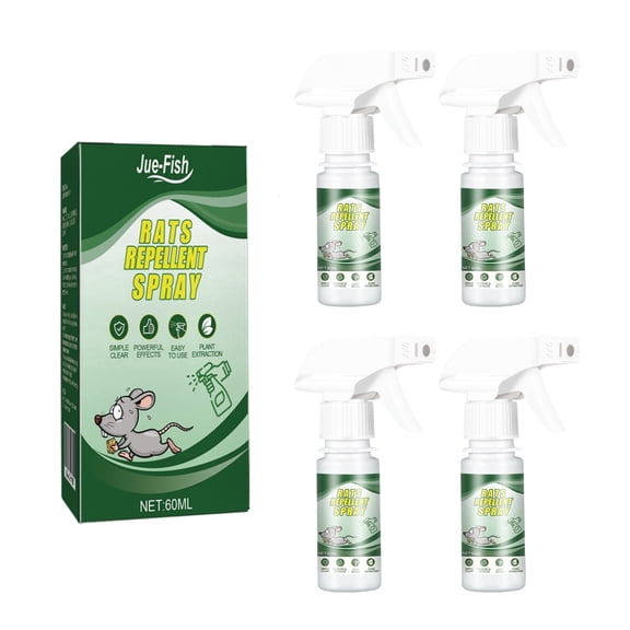 JHdrYfe Rodent Repellent Peppermint Oil Spray,4-bottle 240ml pack for Mice/Mouse Rats & Rodents Natural Spray for Indoor & Outdoor Use Natural Armor Rodent Shield