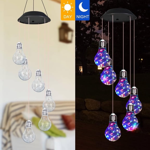 JHdrYfe Solar Outdoor Lights Waterproof,Solar Yard Lights;Outdoor,New Solar Bulb LED Wind Chime Courtyard Lamps Decorating Gardens,Courtyards,Halls,Trees,Living Rooms,And Bedrooms