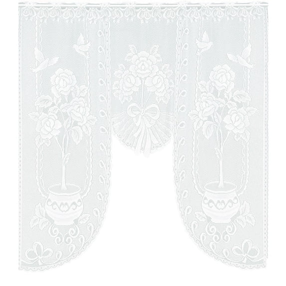 JHdrYfe Vintage White Lace Embroidery Blackout Kitchen Valances Curtain, 47.24 x 41.34 in