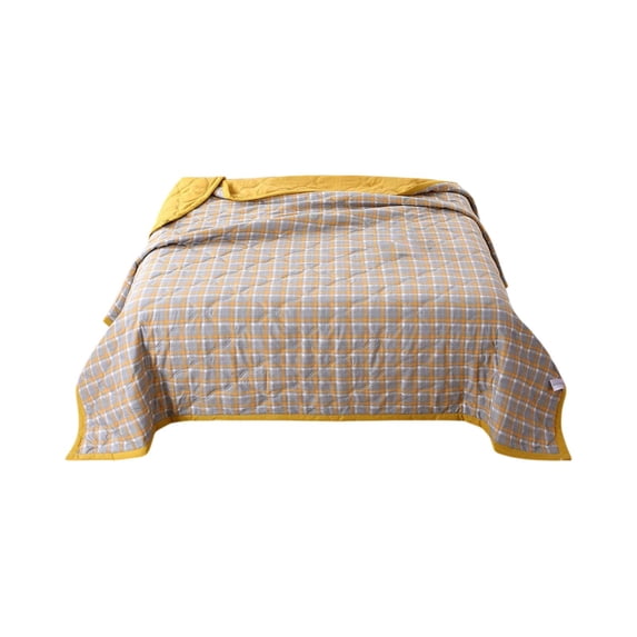 JHyouerji 1 Pack Washed Cotton Summer Cool Air Conditioning Quilt 59x79 Inch,Yellow Stitched Thin Blanket for Dorm Bedroom Sofa Nap Machine Washable Holiday