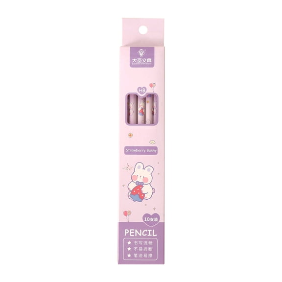 JHyouerji 10 Pack Cute Wood Pencils with Attached Eraser,Cartoon Pattern Writing Pencils for Drawing Stationery Small Prize