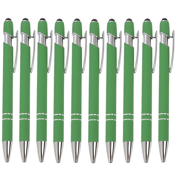JHyouerji 10 Pcs Dual Function Metal Stylus Pens,Retractable Click Pens with 0.5mm Tip, Quick Dry Ink Writing Pens for Office Business Use