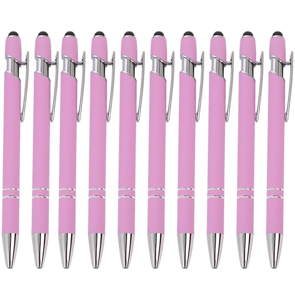 JHyouerji 10 Pcs Dual Function Metal Stylus Pens,Retractable Click Pens with 0.5mm Tip, Quick Dry Ink Writing Pens for Office Business Use