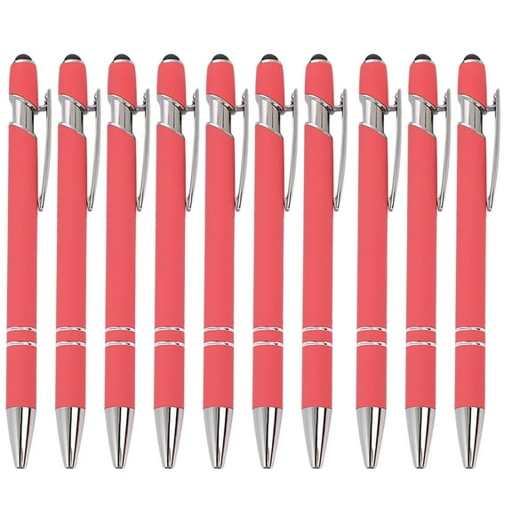 JHyouerji 10 Pcs Dual Function Metal Stylus Pens,Retractable Click Pens with 0.5mm Tip, Quick Dry Ink Writing Pens for Office Business Use