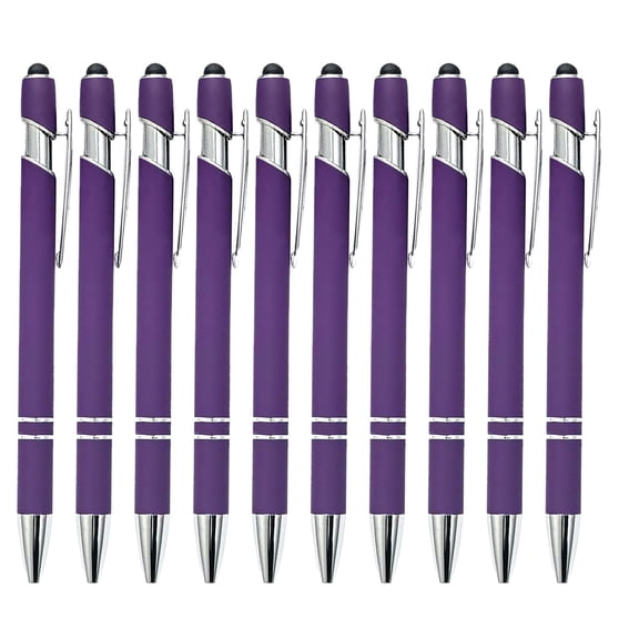 JHyouerji 10 Pcs Dual Function Metal Stylus Pens,Retractable Click Pens with 0.5mm Tip, Quick Dry Ink Writing Pens for Office Business Use