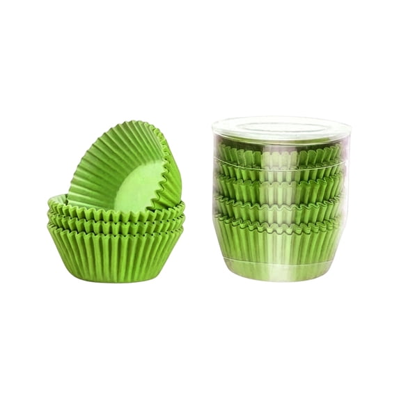 JHyouerji 100pcs Paper Cupcake Liners 3×3×2in Green Greaseproof Non Stick Disposable Muffin Baking Cups for Home Bakery Birthday Party Dessert Making Supplies