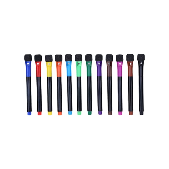 JHyouerji 12Pcs Erasable Whiteboard Markers Set,Colorful Dry Erase Markers with Magnetic Eraser Tip for Teachers Classroom Office Home