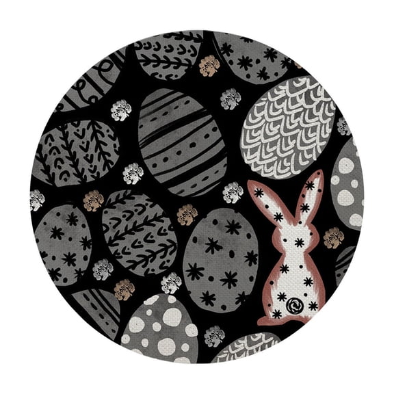 JHyouerji 14 Inch Easter Placemats with Bunny Design,Round Spring Holiday Table Mats for Party Kitchen Dining Decoration
